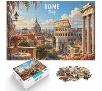 1000 Piece Paper Jigsaw Puzzle for Adults, Vintage Rome Travel Poster | As a Christmas gift idea, this adult jigsaw puzzle with 1000 pieces works well for shared time during the holidays.