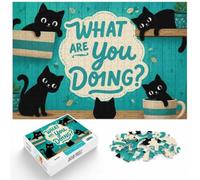 1000 Piece Paper Jigsaw Puzzle for Adults, What are you doing？ Cats