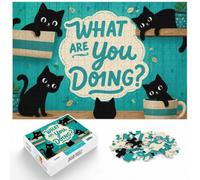 1000 Piece Paper Jigsaw Puzzle for Adults, What are you doing？ Cats