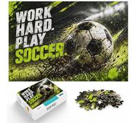 1000 Piece Paper Jigsaw Puzzle for Adults, Work Hard Play Soccer Poster | For classic jigsaw enjoyment: Adult jigsaw puzzle with 1000 pieces works for solo puzzling or shared time.