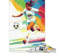 1000 Piece Paper Jigsaw Puzzles Art Plays Football Jigsaw Creative Rectangular Puzzle for Family Game,Friends 1000pcs (38x26cm)