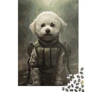 1000 Piece Paper Jigsaw Puzzles Bichon Frise Soldier Jigsaw Creative Rectangular Puzzle for Family Game,Friends 1000pcs (38x26cm)