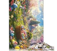 1000 Piece Paper Jigsaw Puzzles Easter Cute Bunny Jigsaw Creative Rectangular Puzzle for Family Game,Friends 1000pcs (38x26cm)