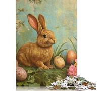 1000 Piece Paper Jigsaw Puzzles Easter Cute Bunny Jigsaw Creative Rectangular Puzzle for Family Game,Friends 1000pcs (38x26cm)