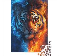 1000 Piece Paper Jigsaw Puzzles for Adults 1000 Pieces Ice And Fire Tiger Jigsaw Puzzles for Adults Birthday Gifts 38x26cm/1000pcs