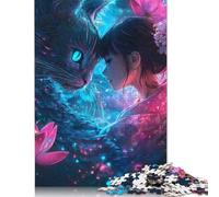 1000 Piece Paper Jigsaw Puzzles for Adults Anime Girl And Cat Lotus Cherry Blossoms Jigsaw Puzzle for Children Family Games 38x26cm/1000pcs