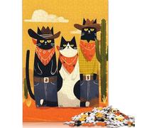 1000 Piece Paper Jigsaw Puzzles for Adults Cowboy Cats in The Desert Jigsaw Puzzle for Children Family Games 38x26cm/1000pcs