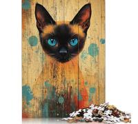 1000 Piece Paper Jigsaw Puzzles for Adults Siamese Cat Portrait Jigsaw Puzzle for Children Family Games 38x26cm/1000pcs