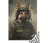 1000 Piece Paper Jigsaw Puzzles German Shepherd Soldier Jigsaw Creative Rectangular Puzzle for Family Game,Friends 1000pcs (38x26cm)