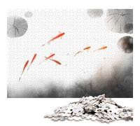 1000 Piece Paper Jigsaw Puzzles Koi Fish Pond Ink Wash Jigsaw Puzzle Family Activity 38x26cm/1000pcs