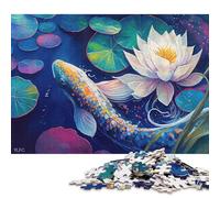 1000 Piece Paper Jigsaw Puzzles Koi Fish Watercolor Pond Jigsaw Puzzle Family Activity 38x26cm/1000pcs