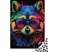 1000-Piece Paper Jigsaw Puzzles Raccoon Pop Art Animal Jigsaw Puzzle Home Wall Decor Educational Toy for Family Game 1000pcs (38x26cm)