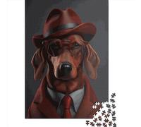 1000-Piece Paper Jigsaw Puzzles Red Dachshund Jigsaw Puzzle Home Wall Decor Educational Toy for Family Game 1000pcs (38x26cm)