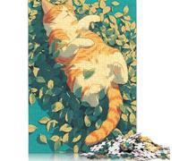 1000-Piece Paper Jigsaw Puzzles Time To Relax Orange Cat Jigsaw Puzzle Home Wall Decor Educational Toy for Family Game 1000pcs (38x26cm)