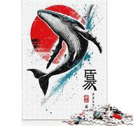1000 Piece Paper Jigsaw Puzzles Whale Jump Sumi-e Jigsaw Puzzle Family Activity 38x26cm/1000pcs