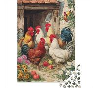 1000 Piece Paper Jigsaw, Rustic Barnyard Rooster Scene-1, 38x26cm/1000pcs