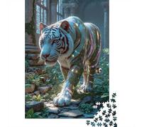 1000 Piece Paper Jigsaw, White Tiger in Ancient Ruins_2, 70x50cm/1000pcs | For the Christmas break: Adult jigsaw puzzle with 1000 pieces; for cosy evenings and screen-free holiday time.