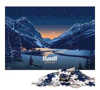 1000 Piece Paper Puzzle For Adults Banff Canada Winter Landscape Illustration Square Puzzle for Kids Family Games 38x26cm/1000pcs