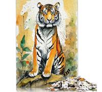 1000 Piece Paper Puzzle For Adults Watercolor Tiger Square Puzzle for Kids Family Games 38x26cm/1000pcs