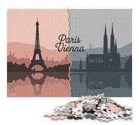 1000 Piece Paris And Vienna Skyline Silhouette Jigsaw Puzzles, for Adults & Wooden Puzzles Educational Games For Kids 1000pcs (75x50cm)