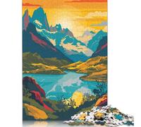 1000 Piece Patagonia Lake Sunset Jigsaw Puzzle for Adult Teenagers Wooden Puzzle Jigsaws for Adults Family Entertainment Toys 1000pcs (75x50cm)