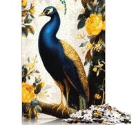 1000 Piece Peacock And Yellow Flowers Illustration Jigsaw Puzzle for Adult Teenagers Puzzle Jigsaws for Adults Teenagers Age 14+ 1000pcs (75x50cm)
