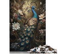 1000 Piece Peacock Bird Art Peafowl Square Puzzles for Adults, Wooden Puzzles Family Entertainment Toys 1000pcs (75x50cm)