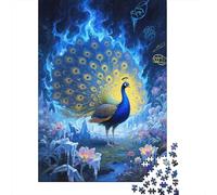 1000 Piece Peacock Blue Flame Flowers Jigsaw Puzzles for Adults & Kids, Challenging Games, Birthday Gifts, Family-Friendly Brain Teaser 1000pcs (75x50cm)