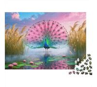 1000 Piece Peacock Jigsaw Puzzle for Adults & Kids - Challenging Brain Teaser, Reed Bed Puzzle, Decoration Birthday Gifts 52x38cm/1000pcs