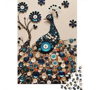 1000 Piece Peacock Jigsaw Puzzles for Adults Challenge Toy Educational Games Home Decoration Peacock Button Collage Puzzle Birthday Gifts 1000pcs (75x50cm)