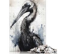 1000 Piece Pelican Beauty Black Ink Jigsaw Puzzle for Adult Teenagers Wood Puzzles for Adults Home Decoration Puzzle Toys 1000pcs (75x50cm)