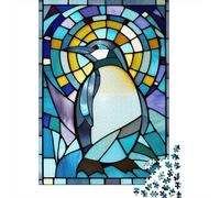 1000 Piece Penguin Stained Glass Jigsaw Puzzles for Adults Jigsaw Puzzles Educational Game Challenge Toy 1000pcs (38x26cm)