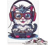 1000 Piece Persian Cat Gaming Square Puzzle for Adults Paper Puzzles Educational Puzzle Family Game 38x26cm/1000pcs