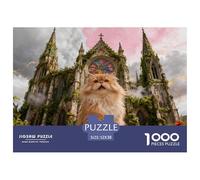 1000 Piece Persian Cat Jigsaw Puzzle for Adults - Stress Relief & Relaxation, Gothic Cathedral Jigsaws, Home Decoration Gifts 52x38cm/1000pcs