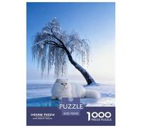 1000 Piece Persian Cat Jigsaw Puzzles for Adults - Family Fun, Educational Games, Snowy Lone Tree Jigsaws, Home Decoration Gifts 70x50cm/1000pcs