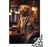 1000 Piece Picture Jigsaw, Fox Red Labrador at Pub, 70x50cm/1000pcs | For a useful gift beyond Christmas Day, this adult jigsaw puzzle with 1000 pieces offers for the Christmas break.