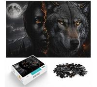 1000 Piece Picture Jigsaw, Half Wolf Half Human, 1000pcs (40x28cm) | For Christmas holidays spent indoors: Adult jigsaw puzzle with 1000 pieces suits calm, screen-free leisure.
