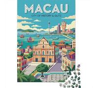 1000 Piece Picture Jigsaw, Macau Cityscape with Ruins of St. Paul's, 70x50cm/1000pcs