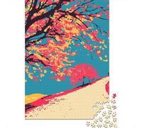 1000 Piece Picture Jigsaw, Peaceful Spring Walk Nature Minimalist Art Illustration, 70x50cm/1000pcs