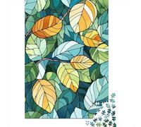 1000 Piece Picture Jigsaw, Stained Glass Leaves Pattern, 70x50cm/1000pcs