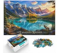 1000 Piece Picture Jigsaw, The Canadian Rockies Four Seasons, 1000pcs (75x50cm)