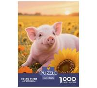 1000 Piece Piglet Jigsaw Puzzle for Adults Kids - Family Fun, Educational Games, Sunflower Field Jigsaws, Decoration Gifts 38x26cm/1000pcs