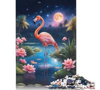 1000 Piece Pink Flamingo Night Creative Square Jigsaw Puzzles for Adults & Wooden Puzzles Educational Toys 1000pcs (75x50cm)