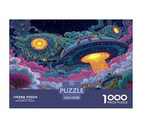 1000 Piece Planetary Adventure Game Puzzle for Adults Gifts Fun Challenging Home Decors Brainteasing The UFO Arrival Jigsaw Puzzle for Women Men Adult 52x38cm/1000pcs