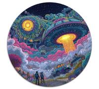 1000 Piece Planetary Adventure Game Puzzle for Adults Gifts Fun Challenging Home Decors Brainteasing The UFO Arrival Jigsaw Puzzle for Women Men Adult 1000pcs (67.5x67.5cm)