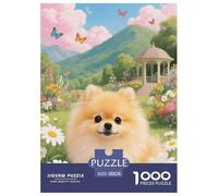 1000 Piece Pomeranian Jigsaw Puzzles for Adults Kids Challenge Toy Family Fun Game Home Decoration Pomeranian Garden Puzzles Gifts 38x26cm/1000pcs