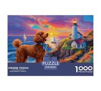 1000 Piece Poodle Jigsaw Puzzle for Adults Kids - Family Fun, Family Happy Game, Lighthouse Flowers Jigsaws, Decoration Unique Gift 38x26cm/1000pcs