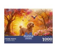 1000 Piece Poodle Jigsaw Puzzle for Adults Kids - Family Fun, Family Happy Game, Woods Warm Sunshine Jigsaws, Decoration Unique Gift 38x26cm/1000pcs