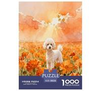 1000 Piece Poodle Jigsaw Puzzle for Adults Kids - Family Fun, Family Happy Game, Yellow Sea of Flowers Puzzles, Home Decoration Gifts 38x26cm/1000pcs