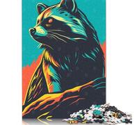 1000 Piece Pop Art Raccoon Portrait Creative Square Jigsaw Puzzles for Adults And Wooden Puzzles Educational Game for Adult 1000pcs (75x50cm)